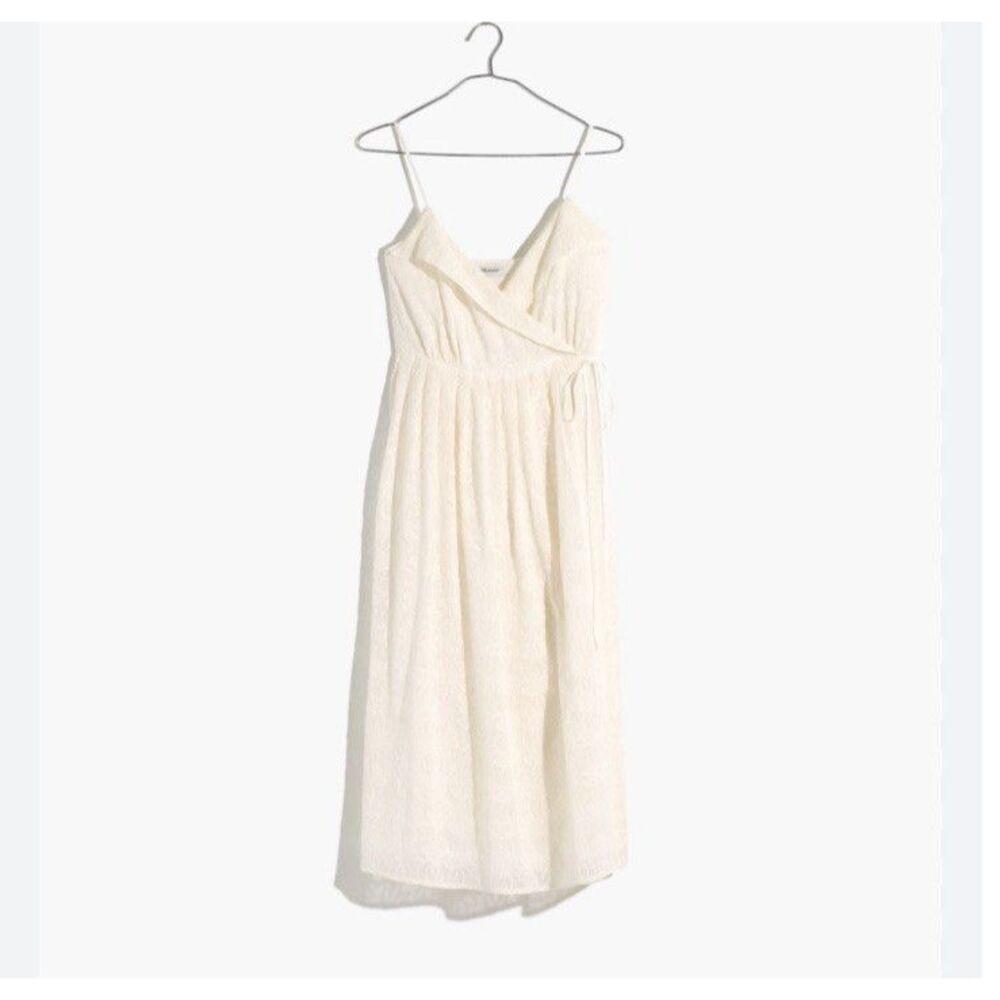 Madewell Size XS Floral Embroidered Pleat Wrap Midi Dress NWT💖 - Picture 2 of 14